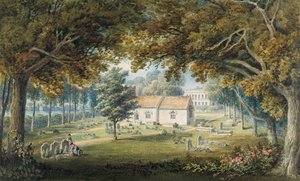 Briton Ferry, kirkegård (akvarel, blyant og gummi arabicum på papir)