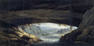 Det indre af grotten i Porth yr Ogof (akvarel på papir)