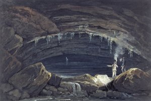 Åbning af grotten ved Porth yr Ogof (akvarel på papir)