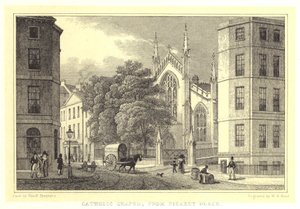 Katolsk kapel, fra Picardy Place (gravering) af Thomas Hosmer (after) Shepherd