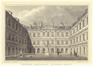 Interiør Quadrangle, Holyrood Palace (gravering) af Thomas Hosmer (after) Shepherd
