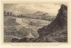 Stenbrudene, Craigleith, nær Edinburgh, hvorfra den nye by blev bygget (gravering) af Thomas Hosmer (after) Shepherd