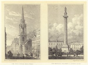 The Tron Church, High Street; Lord Melvilles monument, St Andrew Square (gravering)
