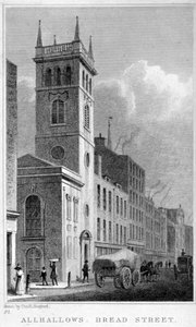 All Hallows Church, Bread Street, London, 1829 af Thomas Hosmer Shepherd