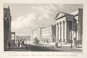 Belgrave Chapel og West Side of Belgrave Square, fra pubben 