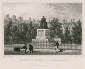 Bloomsbury Square og statue af Fox af Thomas Hosmer Shepherd