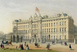 Buckingham Palace, graveret af Bachelier, pub. 1854 af Thomas Hosmer Shepherd
