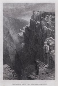 Cheddar Cliffs, Somersetshire (gravering) af Thomas Hosmer Shepherd