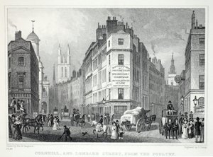 Cornall og Lombard Street, fra Poultry, fra 