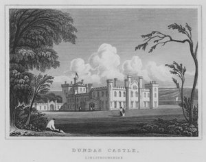 Dundas Castle, Linlithgowshire (gravering) af Thomas Hosmer Shepherd