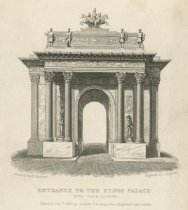 Indgang til Kings Palace, Hyde Park Corner af Thomas Hosmer Shepherd