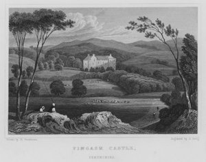 Fingask Castle, Perthshire (gravering) af Thomas Hosmer Shepherd
