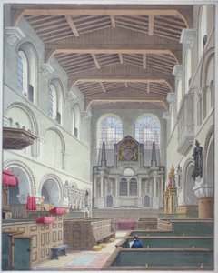 Indvendigt billede af Church of St Bartholomew-the-Great, Smithfield, City of London, 1821. af Thomas Hosmer Shepherd
