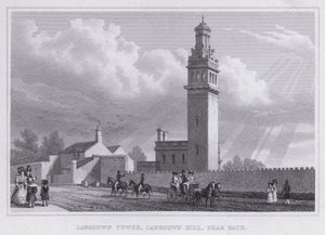 Lansdown Tower, Lansdown Hill, nær Bath (gravering) af Thomas Hosmer Shepherd