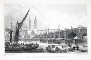Old London Bridge, fra Southwark, fra 