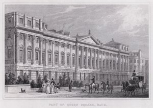 En del af Queen Square, Bath (gravering) af Thomas Hosmer Shepherd