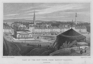 En del af den nye by, fra Ramsey Gardens, Edinburgh (gravering) af Thomas Hosmer Shepherd