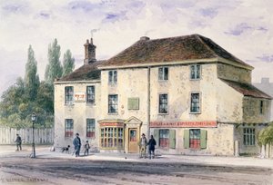 Pied Bull Public House, 1848 (wc på papir) af Thomas Hosmer Shepherd