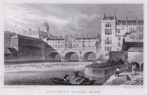 Pulteney Bridge, Bath (gravering) af Thomas Hosmer Shepherd