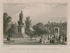 Russell Square og statue af hertugen af Bedford af Thomas Hosmer Shepherd