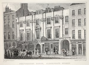 Shaftesbury House, Aldersgate Street, fra pubben 