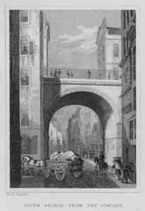 South Bridge, fra Cowgate (gravering) af Thomas Hosmer Shepherd