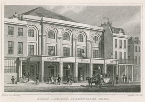 Surrey Theatre, Blackfriars Road, London (gravering) af Thomas Hosmer Shepherd