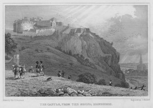 The Castle, from the Mound, Edinburgh (gravering) af Thomas Hosmer Shepherd