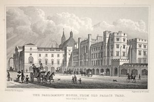 Parliament House fra Old Palace Yard, Westminster, fra pubben 