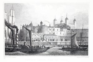 Tower of London set fra Themsen, fra puben 