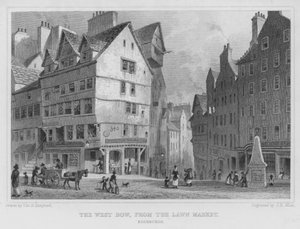 The West Bow, fra Lawn Market, Edinburgh (gravering) af Thomas Hosmer Shepherd