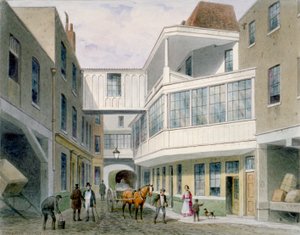Udsigt over Cross Keys Tavern, Wood Street, City of London, c1850. af Thomas Hosmer Shepherd