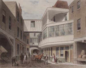 Udsigt over Cross Keys Tavern, Wood Street, ca. 1850 (wc på papir) af Thomas Hosmer Shepherd