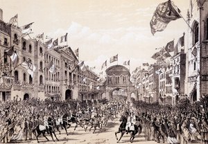 Besøg af Napoleon III og kejserinde Eugenie i byen, 19. april 1855 af Thomas Hosmer Shepherd