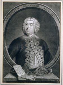 Portræt af Francesco Bernardi Senesino, en Sienneser-kastrat, indgraveret af Alexander van Haecken (1701-58), 1735 af Thomas Hudson