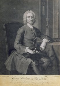 Portræt af George Graham (1673-1751) Urmager, indgraveret af John Faber (1684-1756) af Thomas Hudson