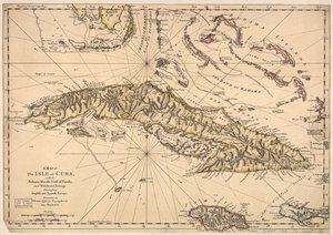Et kort over øen Cuba med Bahamaøerne, Floridabugten og Windward Passage - tegnet ud fra engelske og spanske opmålinger. LOC 73697703