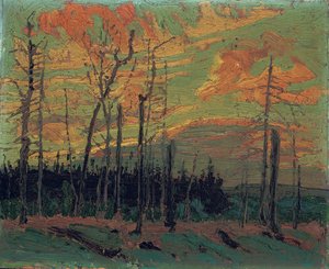 Brændt land ved solnedgang, 1915 af Tom Thomson