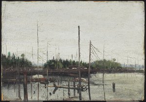 Drowned Land, 1912 (olie på papir (med præget lærredstekstur) på træ) af Tom Thomson