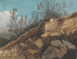 Study of Rocks, nær Pencerrig, Wales af Thomas Jones
