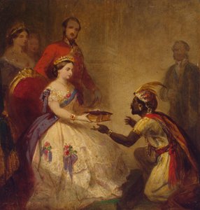 Dronning Victoria giver Bibelen til en afrikansk høvding (Hemmeligheden bag Englands storhed) af Thomas Jones Barker