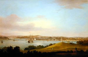 Udsigt over Tamar Estuary, Plymouth (olie på panel) af Thomas L. Hornbrook