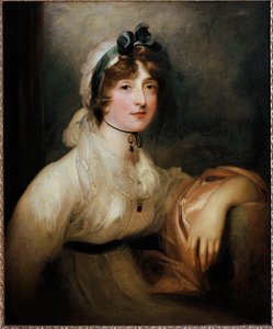 Portrait of Lady Milner Young lady dressed in a first empire dress and covered with a bloody squeeze by a ribbon. Painting by Sir Thomas Lawrencedani af Thomas Lawrence