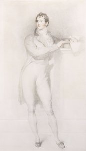 Portrait of Sir Francis Burdett, Bart, small full-length, standing by a mantelpiece, c.1796dani af Thomas Lawrence