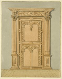 Carved Oak Doorway, 6 Redcliffe Street (akvarel på papir) af Thomas Leeson the Elder Rowbotham