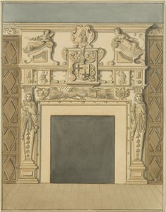 Skorstensstykke på 28 Redcliffe Street (akvarel på papir) af Thomas Leeson the Elder Rowbotham