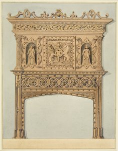 Skorstensstykke i Myntens Store Rum, nu St. Peters Hospital (akvarel på papir) af Thomas Leeson the Elder Rowbotham