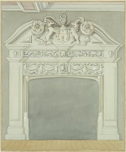 Skorstensstykke i lokalerne, der støder op til Guard House, Wine Street (akvarel på papir) af Thomas Leeson the Elder Rowbotham