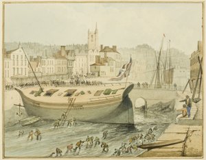 Cleaning the Floating Harbor, 1828dani af Thomas Leeson the Elder Rowbotham