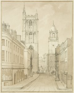 Corn Street (akvarel på papir) af Thomas Leeson the Elder Rowbotham